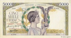 5000 Francs VICTOIRE Impression à plat FRANCIA  1942 F.46.43 q.AU