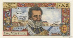 5000 Francs HENRI IV FRANCE  1957 F.49.01 SUP+