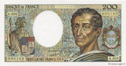200 Francs MONTESQUIEU Petit numéro FRANCE  1988 F.70.08 NEUF
