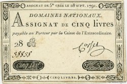 5 Livres FRANCE  1791 Ass.19a SUP