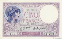 5 Francs FEMME CASQUÉE FRANCE  1923 F.03.07 pr.SPL