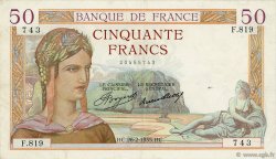 50 Francs CÉRÈS FRANCE  1935 F.17.05 TTB