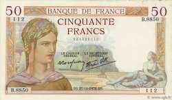 50 Francs CÉRÈS modifié FRANCE  1938 F.18.17 TTB+