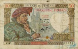 50 Francs JACQUES CŒUR FRANCE  1941 F.19.08 B+