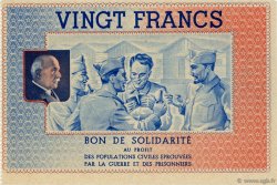 20 Francs BON DE SOLIDARITE FRANCE Regionalismus und verschiedenen  1941  fST