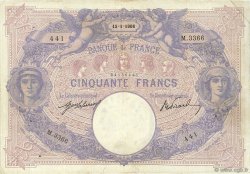 50 Francs BLEU ET ROSE FRANCE  1908 F.14.21 F+