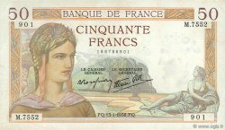 50 Francs CÉRÈS modifié FRANCE  1938 F.18.07 TTB+