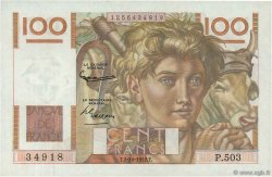 100 Francs JEUNE PAYSAN filigrane inversé FRANCE  1952 F.28bis.01 pr.NEUF