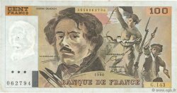 100 Francs DELACROIX imprimé en continu FRANCE  1990 F.69bis.01bG VF