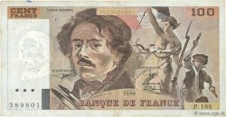 100 Francs DELACROIX imprimé en continu FRANCE  1990 F.69bis.02e1 TB