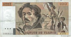 100 Francs DELACROIX imprimé en continu FRANCE  1991 F.69bis.03a2 TTB