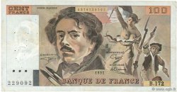 100 Francs DELACROIX imprimé en continu FRANCE  1991 F.69bis.03a4 TB+