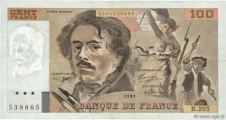 100 Francs DELACROIX imprimé en continu FRANCE  1991 F.69bis.04c TTB