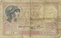 5 Francs FEMME CASQUÉE modifié FRANCE  1939 F.04.01 B
