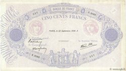 500 Francs BLEU ET ROSE modifié FRANCE  1938 F.31.20 TTB+