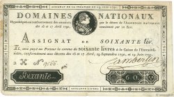 60 Livres FRANCE  1791 Ass.14a TTB+