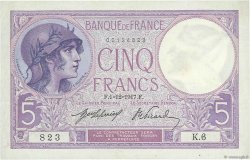 5 Francs FEMME CASQUÉE FRANCE  1917 F.03.01 pr.SPL