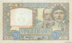 20 Francs TRAVAIL ET SCIENCE FRANCE  1940 F.12.05 TTB+
