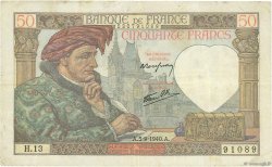 50 Francs JACQUES CŒUR FRANCE  1940 F.19.02 TTB