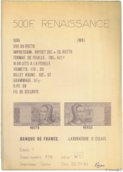 500 Francs RENAISSANCE FRANCE  1986 NE.1986 SUP