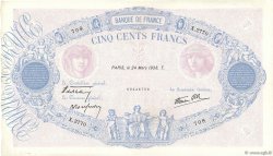 500 Francs BLEU ET ROSE modifié FRANCE  1938 F.31.06 TTB