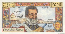 5000 Francs HENRI IV FRANCE  1958 F.49.05 TTB+