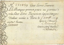 100 Livres Tournois gravé FRANCE  1719 Dor.07