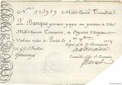 1000 Livres Tournois gravé FRANCE  1719 Dor.15 pr.SUP