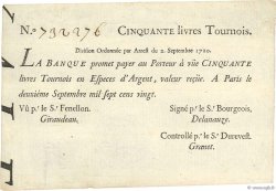 50 Livres Tournois typographié FRANCE  1720 Dor.24 SUP