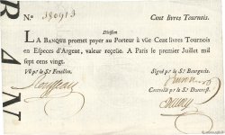 100 Livres Tournois typographié FRANCE  1720 Dor.27 SUP