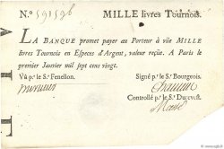 1000 Livres Tournois typographié FRANCE  1720 Dor.29 TTB