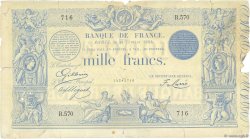 1000 Francs type 1862 Indices Noirs modifié FRANCE  1884 F.A50.03 B+