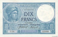 10 Francs MINERVE FRANCE  1918 F.06.03 SUP