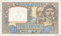 20 Francs TRAVAIL ET SCIENCE FRANCE  1940 F.12.03 pr.SUP