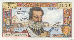5000 Francs HENRI IV FRANCE  1957 F.49.02 TTB