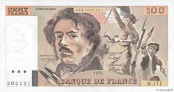 100 Francs DELACROIX imprimé en continu FRANCE  1991 F.69bis.03a2 SUP