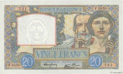 20 Francs TRAVAIL ET SCIENCE FRANCE  1941 F.12.18 UNC-