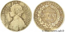 ÎLE DE LA MARTINIQUE Bon pour 50 Centimes Colonie de la Martinique 1897 sans atelier