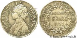 ÎLE DE LA MARTINIQUE 1 Franc 1922 sans atelier