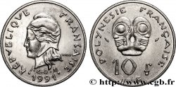POLINESIA FRANCESE 10 Francs I.E.O.M Marianne 1991 Paris