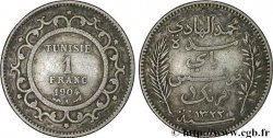 TUNISIE - PROTECTORAT FRANÇAIS 1 Franc au nom du Bey Mohamed El Hadi  an 1322 1904 Paris