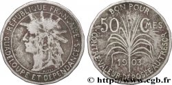 GUADELOUPE Bon pour 50 Centimes indien caraïbe / canne à sucre 1903