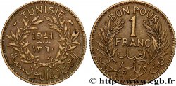 TUNISIE - PROTECTORAT FRANÇAIS Bon pour 1 Franc sans le nom du Bey AH1360 1941 Paris