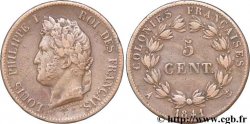 FRANZÖSISCHE KOLONIEN - Louis-Philippe, für Guadeloupe 5 centimes 1841 Paris
