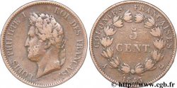 COLONIAS FRANCESAS - Louis-Philippe, para las Islas Marquesas 5 centimes 1843 Paris