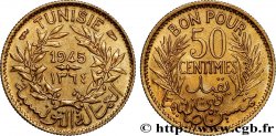 TUNISIA - FRENCH PROTECTORATE 50 Centimes AH 1364 1945 Paris