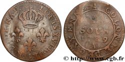 GUYANA FRANCESE 2 Sous colonie de Cayenne 2e type 1789 Paris - A