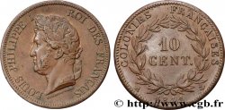 COLONIE FRANCESI - Luigi Filippo, per Guadalupa 10 Centimes 1841 Paris