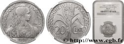FRENCH INDOCHINA 20 Centièmes 1945 Paris MS62 NGC