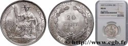 FRENCH INDOCHINA 20 Centièmes 1937 Paris MS66 NGC